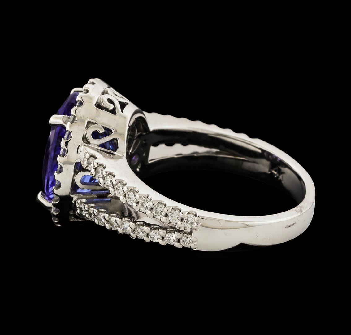 5.10 ctw Tanzanite and Diamond Ring - 14KT White Gold