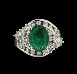 14KT White Gold 2.76 ctw Emerald and Diamond Ring