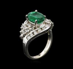 14KT White Gold 2.76 ctw Emerald and Diamond Ring