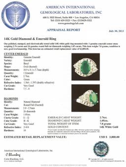 14KT White Gold 2.76 ctw Emerald and Diamond Ring