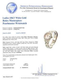 Ladies Rolex Masterpiece 18KT White Gold Datejust Watch