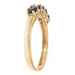 1.04 ctw Sapphire and Diamond Ring - 14KT Yellow Gold