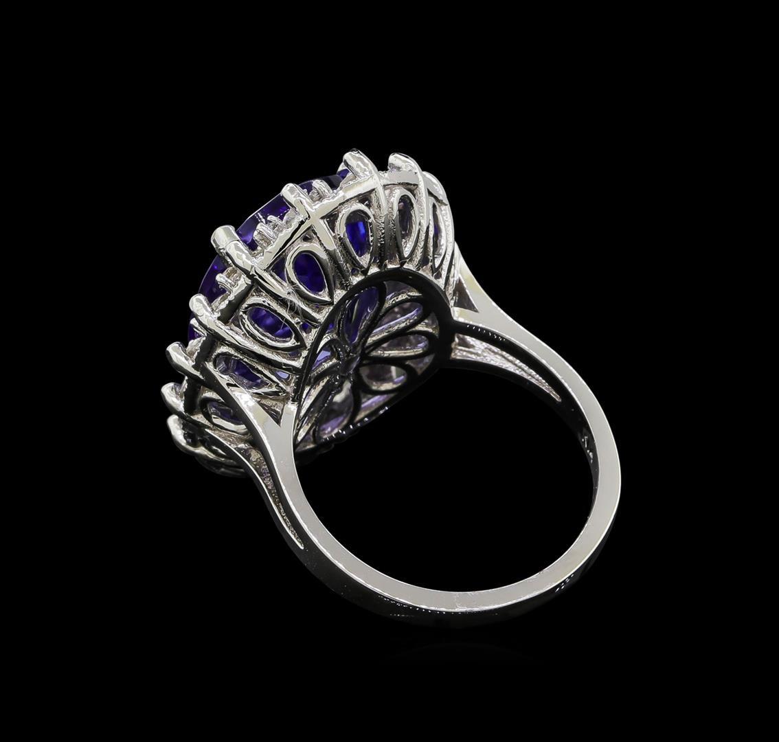 12.01 ctw Tanzanite and Diamond Ring - 14KT White Gold