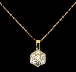 1.40 ctw Diamond Pendant With Chain - 14KT Yellow and Rose Gold
