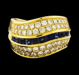 1.24 ctw Sapphire and Diamond Ring - 18KT Yellow Gold