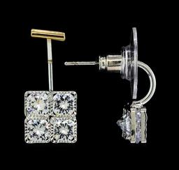 Tetris Crystal Earrings - Silver and Gold Plated