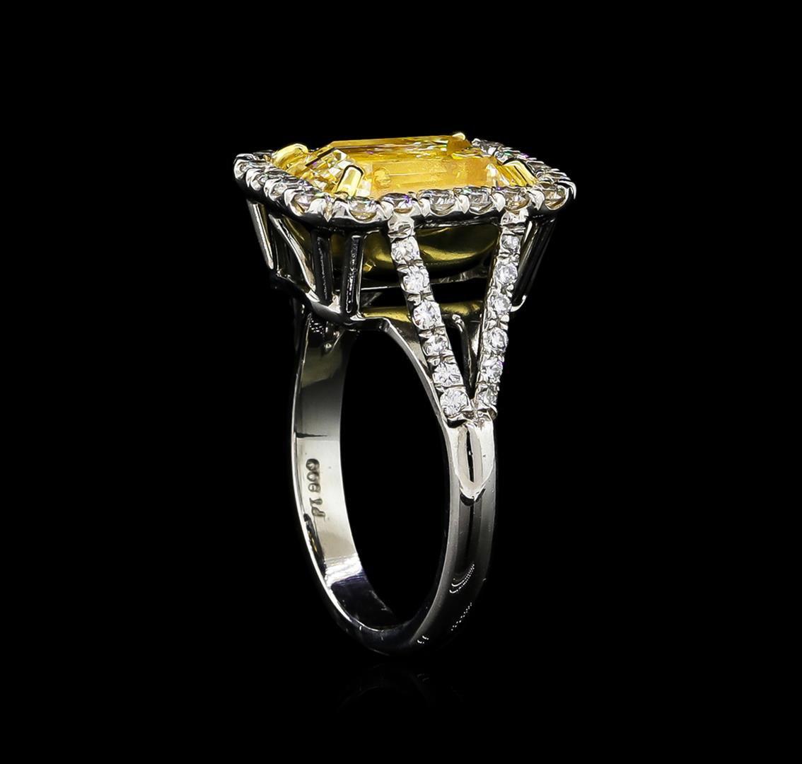 EGL USA Cert 5.84 ctw Fancy Yellow Diamond Ring - 18KT-Platinum Two-Tone Gold