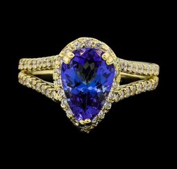 2.05 ctw Tanzanite and Diamond Ring - 14KT Yellow Gold