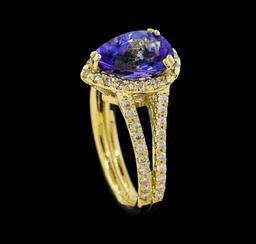 2.05 ctw Tanzanite and Diamond Ring - 14KT Yellow Gold