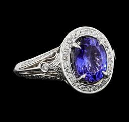 2.69 ctw Tanzanite and Diamond Ring - 18KT White Gold