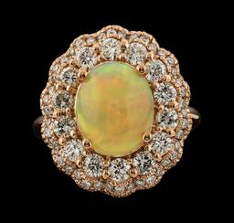 2.50 ctw Opal and Diamond Ring - 14KT Rose Gold