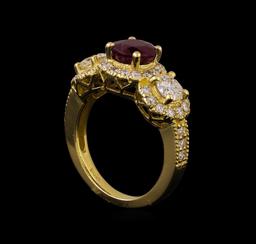 14KT Yellow Gold 1.78 ctw Ruby and Diamond Ring