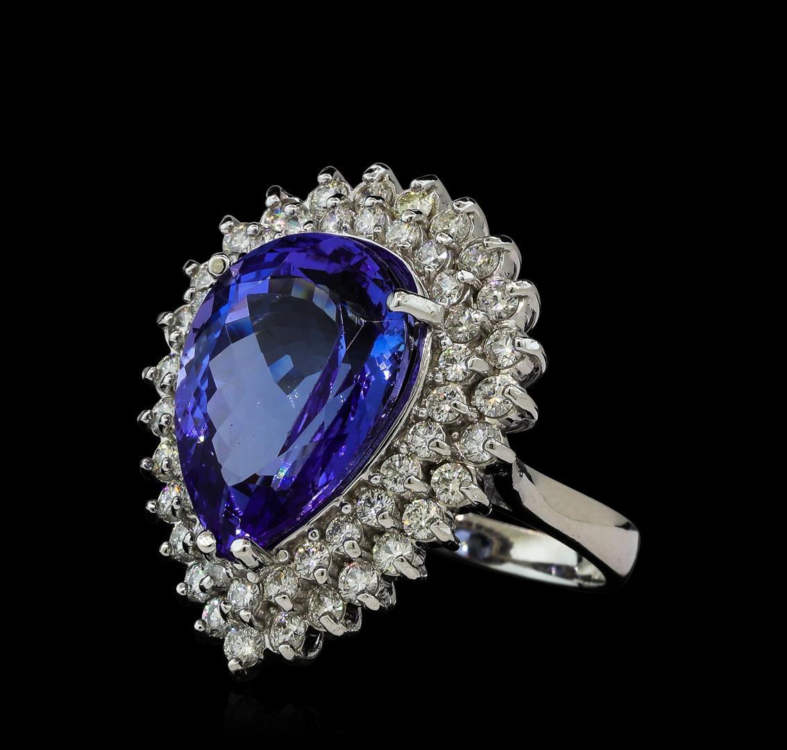 11.90 ctw Tanzanite and Diamond Ring - 14KT White Gold