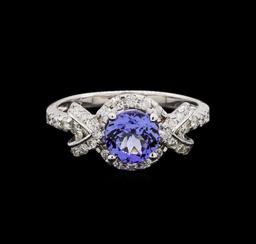 14KT White Gold 1.25 ctw Tanzanite and Diamond Ring