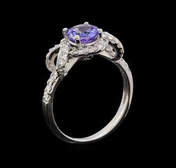 14KT White Gold 1.25 ctw Tanzanite and Diamond Ring