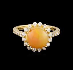 1.95 ctw Opal and Diamond Ring - 14KT Yellow Gold