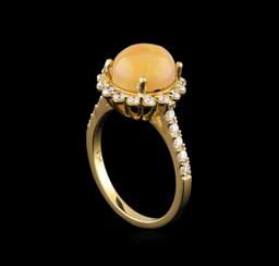 1.95 ctw Opal and Diamond Ring - 14KT Yellow Gold