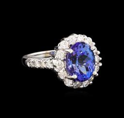 5.00 ctw Tanzanite and Diamond Ring - 14KT White Gold