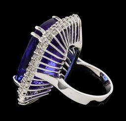 GIA Cert 38.29 ctw Tanzanite and Diamond Ring - 14KT White Gold