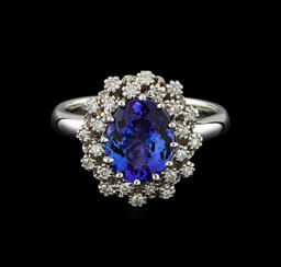 2.3 ctw Tanzanite and Diamond Ring - 14KT White Gold