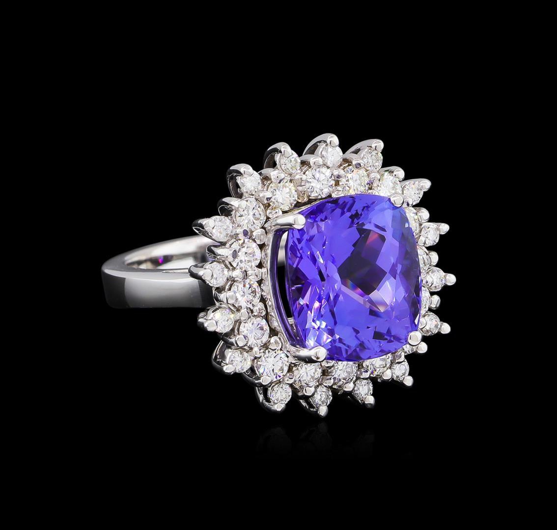 7.05 ctw Tanzanite and Diamond Ring - 14KT White Gold