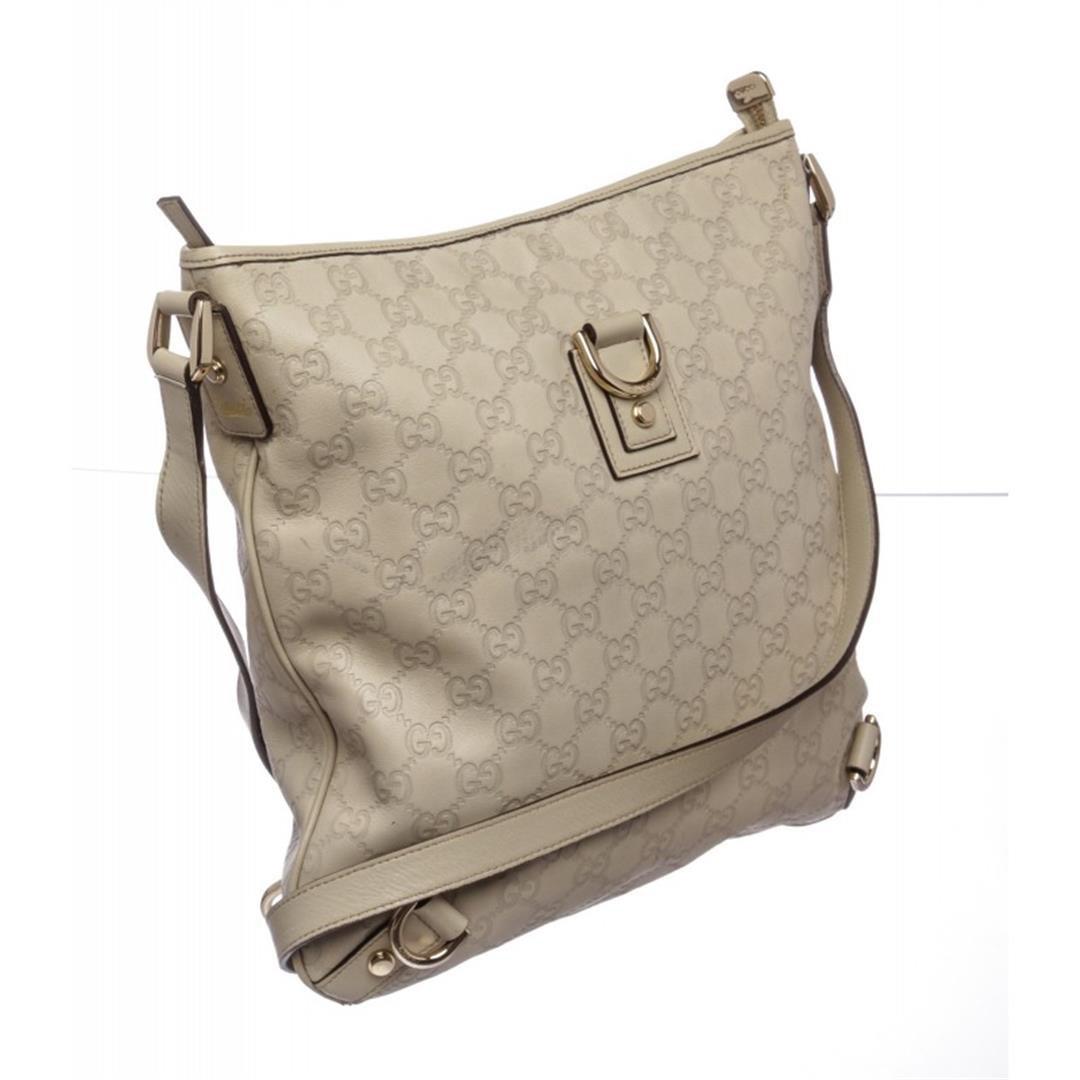 Gucci Ivory Guccissima Monogram Leather Crossbody Messenger Bag