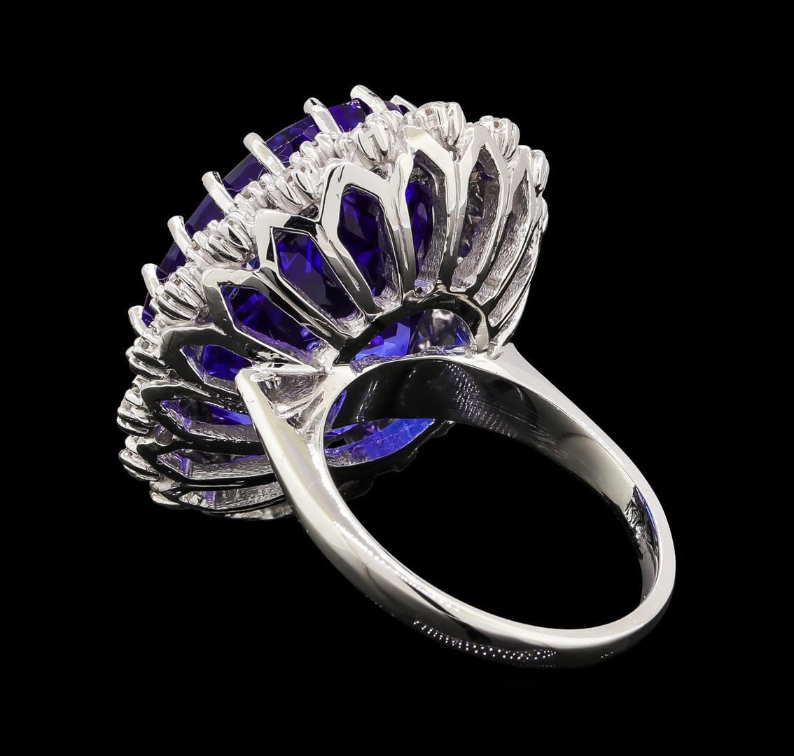 GIA Cert 24.23 ctw Tanzanite and Diamond Ring - 14KT White Gold