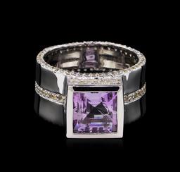 Crayola 3.50 ctw Pink Amethyst and White Sapphire Ring - .925 Silver