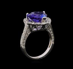 14KT White Gold 5.91 ctw Tanzanite and Diamond Ring