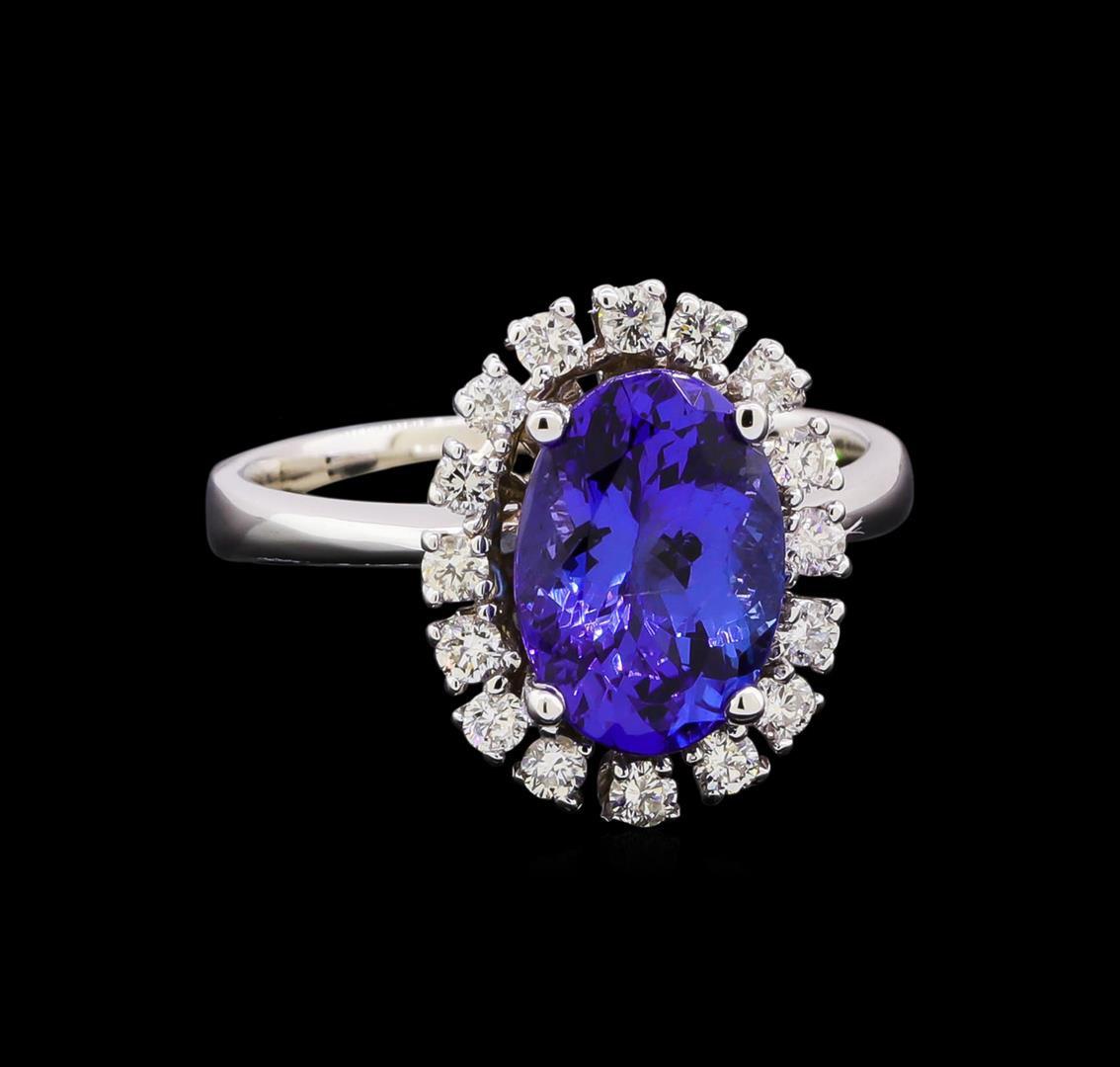 3.02 ctw Tanzanite and Diamond Ring - 14KT White Gold