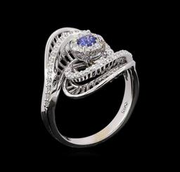 0.27 ctw Sapphire and Diamond Ring - 14KT White Gold