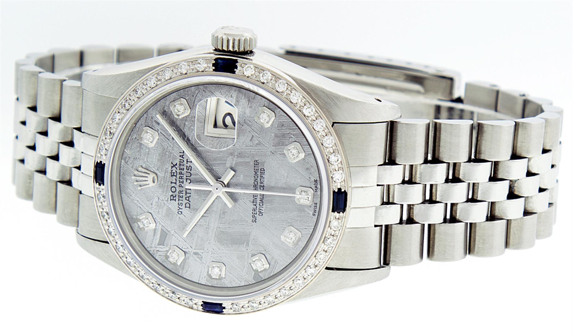 Rolex Stainless Steel Meteorite Diamond Sapphire DateJust Men's Watch
