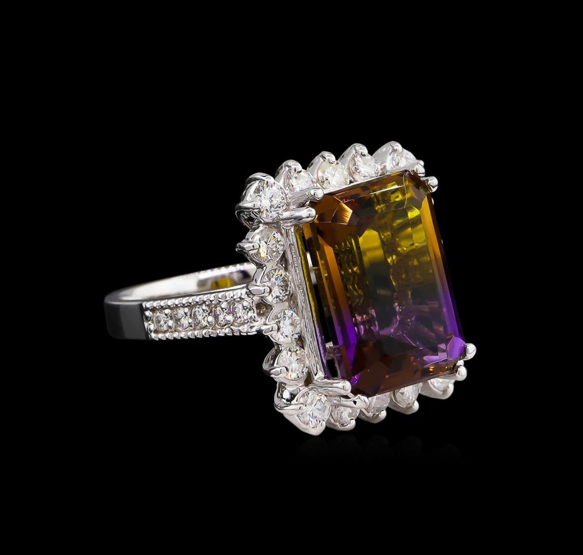 7.72 ctw Ametrine and Diamond Ring - 14KT White Gold