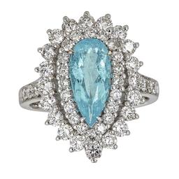 1.65 ctw Paraiba Tourmaline and Diamond Ring - 18KT White Gold