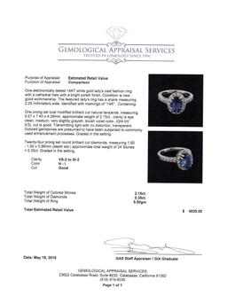 2.15 ctw Tanzanite and Diamond Ring - 14KT White Gold