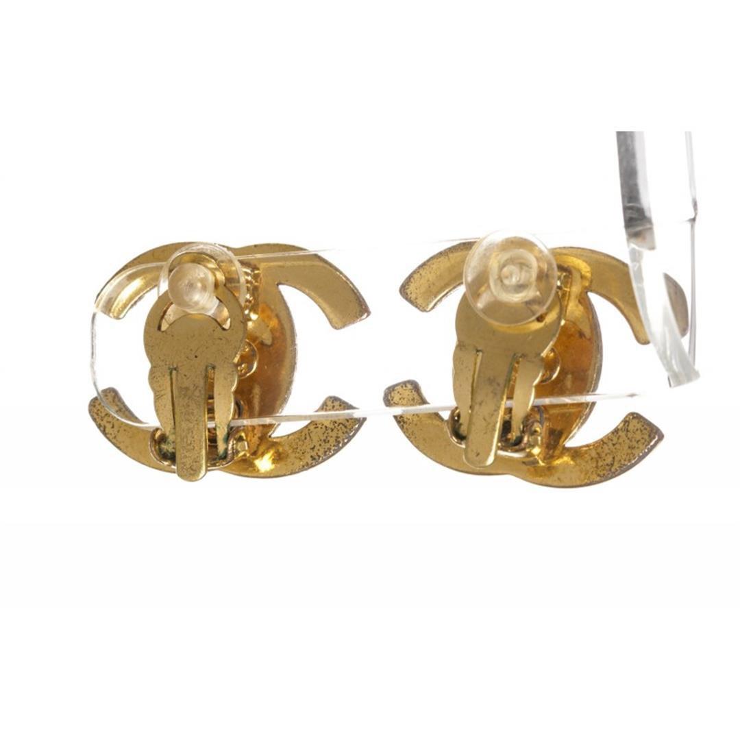 Chanel Gold Turn Lock CC Logo Clip On Earrings
