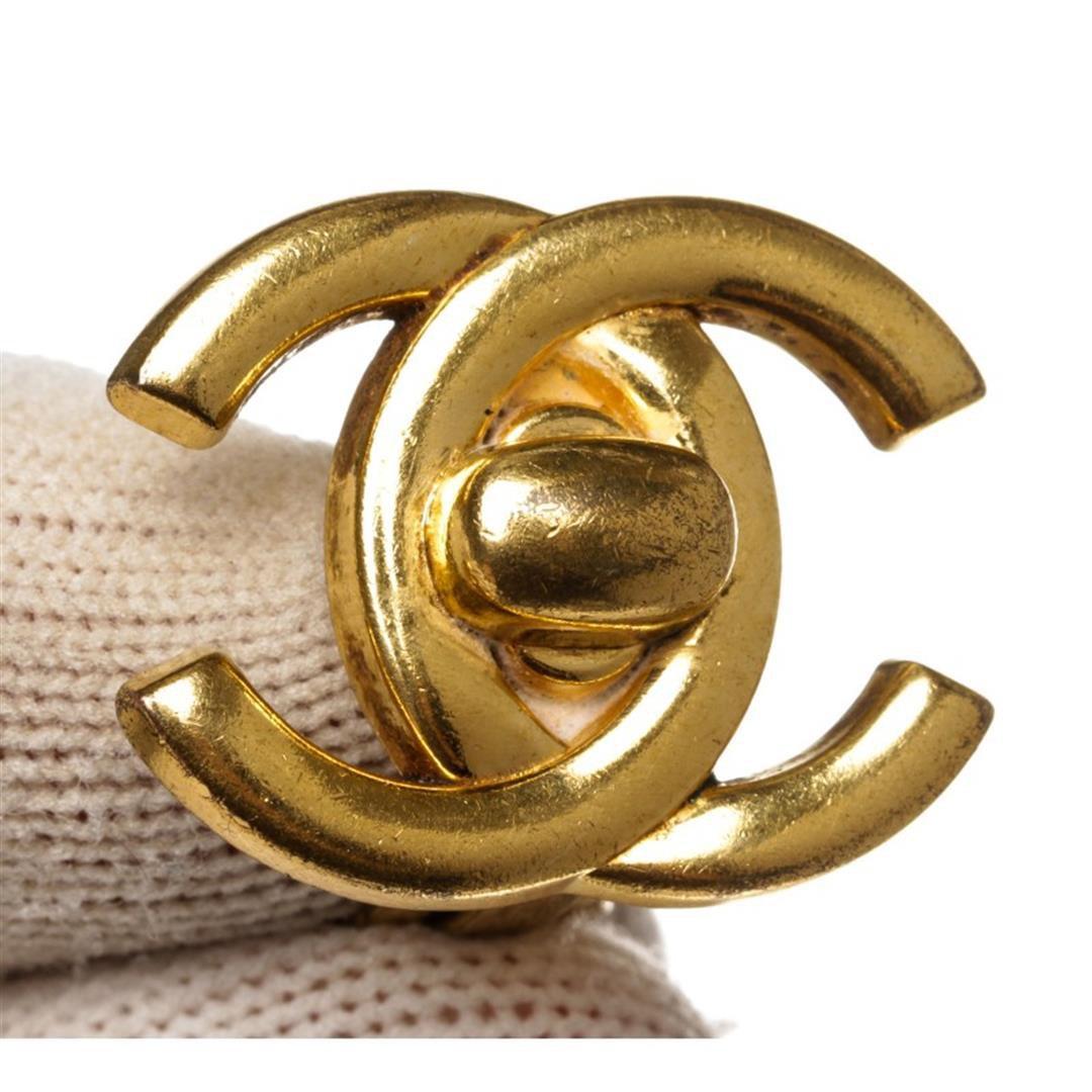 Chanel Gold Turn Lock CC Logo Clip On Earrings