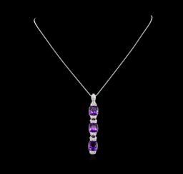 Crayola 7.80 ctw Amethyst and White Sapphire Pendant With Chain - .925 Silver