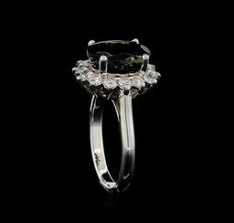 4.18 ctw Tourmaline and Diamond Ring - 14KT White Gold