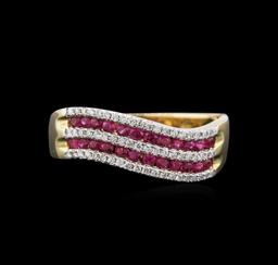 14KT Yellow Gold 0.57 ctw Ruby and Diamond Ring