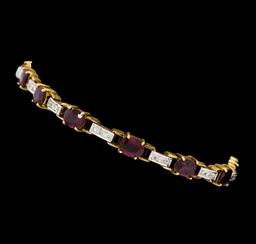 8.50 ctw Ruby and Diamond Bracelet - 14KT Yellow and White Gold