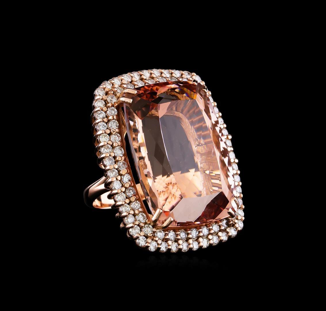 GIA Cert 60.22 ctw Morganite and Diamond Ring - 14KT Rose Gold