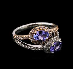 1.34 ctw Tanzanite and Diamond Ring - 14KT Two-Tone Gold