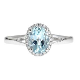 1.21 ctw Aquamarine and Diamond Ring - 14KT White Gold