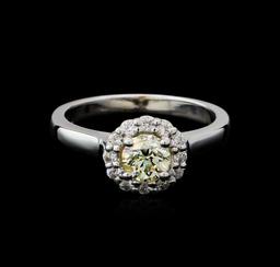 0.82 ctw Light Yellow Diamond Ring - 14KT White Gold