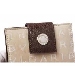 Bvlgari Beige Monogram Fabric Bi Fold Small Wallet