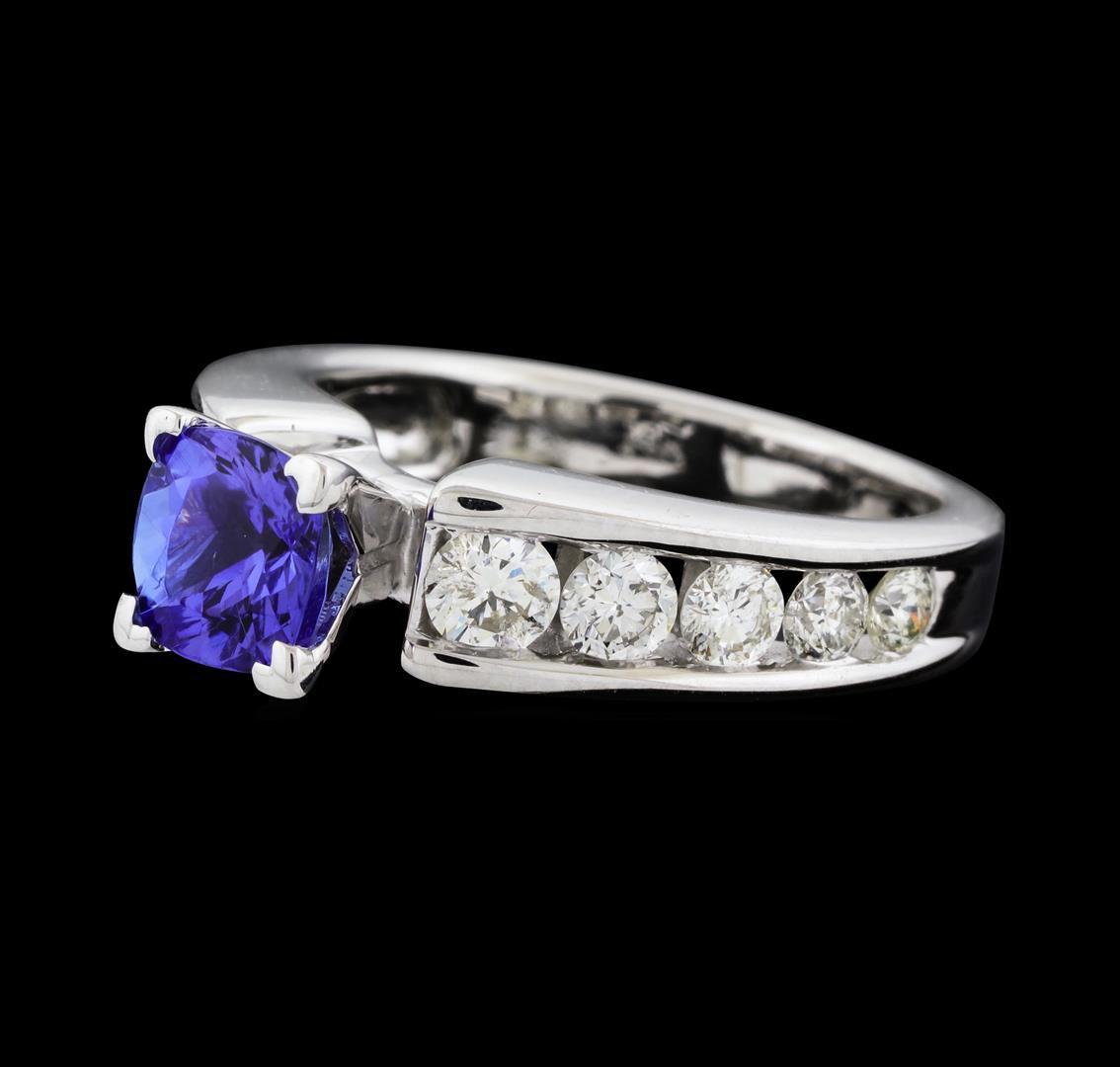 1.10 ctw Tanzanite and Diamond Ring - 14KT White Gold