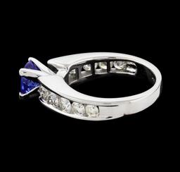 1.10 ctw Tanzanite and Diamond Ring - 14KT White Gold