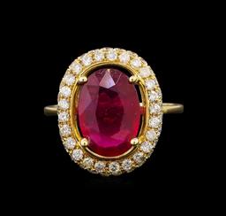 14KT Yellow Gold 3.89 ctw Ruby and Diamond Ring