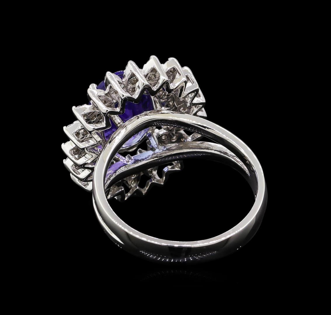 3.58 ctw Tanzanite and Diamond Ring - 14KT White Gold